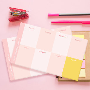 Cute Name Pink Yellow School Weekly Planner Post-it Notes