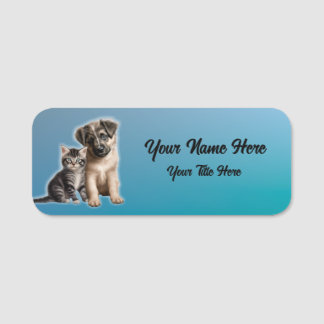 Cute Name Tags Kitten And Puppy Name Badge