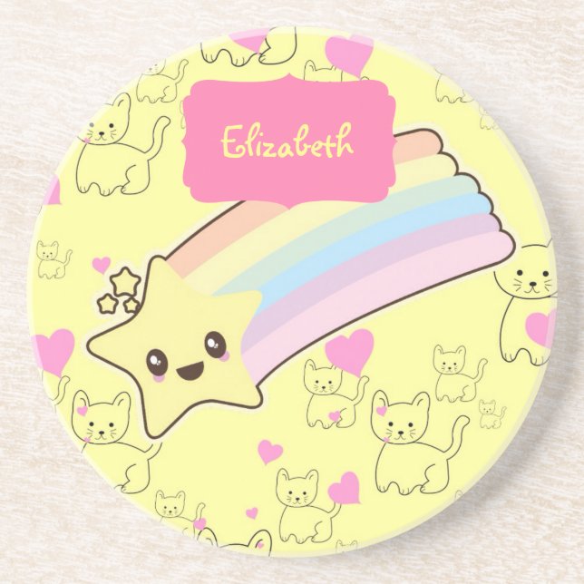 Cute Named Gifts for Granddaughter Daughter Cats  Coaster (Front)