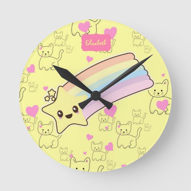 Cute Named Gifts for Granddaughter Daughter Cats  Round Clock (Front)