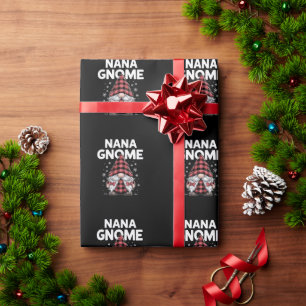 Cute nana Gnomes Red Plaid Christmas Gnome  Wrapping Paper