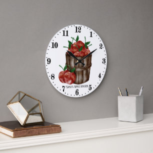 Cute Nana's apple kitchen add name Large Clock