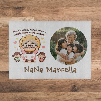 Cute Nana's House Nana's Rules Grandma Photo Cutting Board