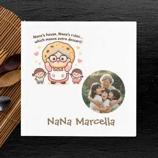 Cute Nana's House Nana's Rules Grandma Photo Napkin