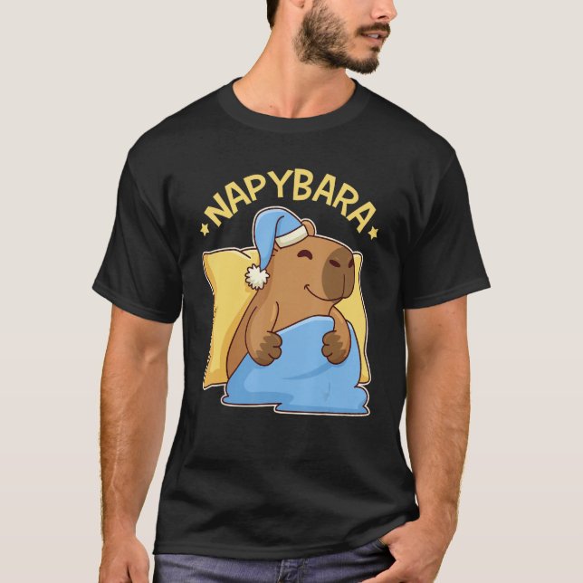 Cute Napping Capybara Pyjama  Nappybara T-Shirt (Front)