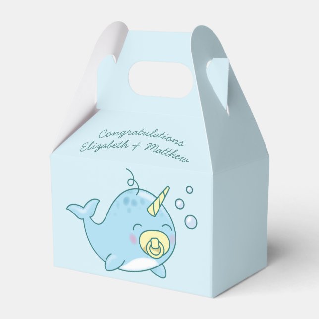 Cute Narwhal Baby Shower Kawaii  Favour Box (Front Side)