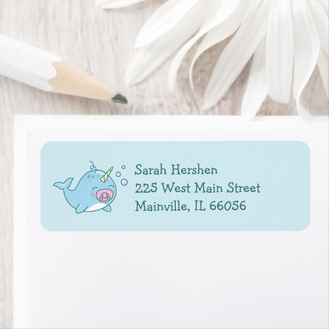 Cute Narwhal Baby Shower Kawaii Pink Girl (Insitu)