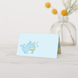 Cute Narwhal Baby Shower Kawaii Place Card