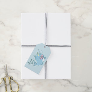 Cute Narwhal Baby Shower Thank You Pink Girl Gift Tags