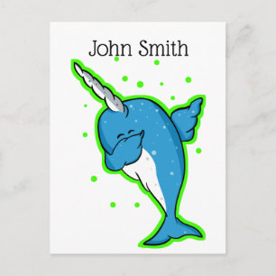 Cute Narwhal Dabbing Postcard