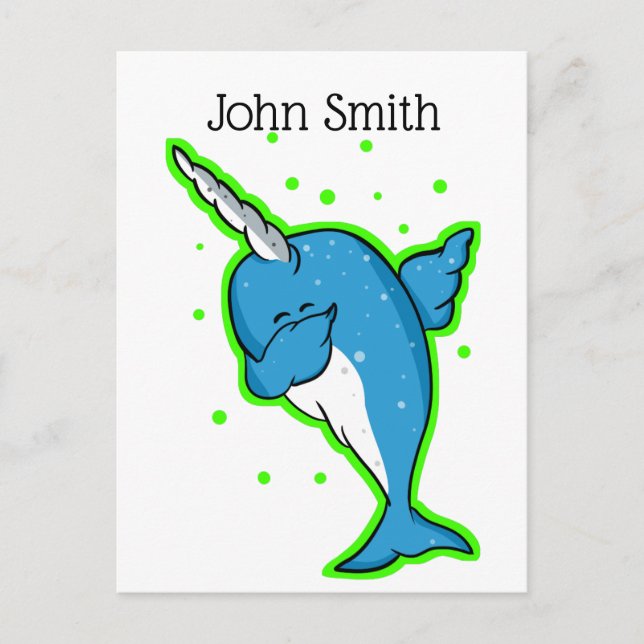 Cute Narwhal Dabbing Postcard (Front)