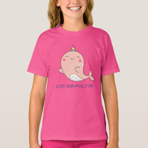 Cute Narwhal Fish Unicorn Rainbow sea Birthday T-Shirt