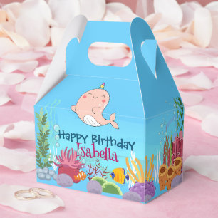 Cute Narwhal Fish Unicorn Whale sea Birthday Favour Box