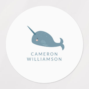 Cute Narwhal in Blue Personalised  