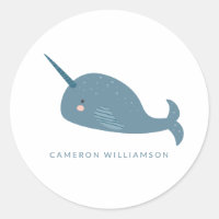 Cute Narwhal in Blue Personalised  