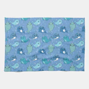 Cute Narwhal Pattern Tea Towel