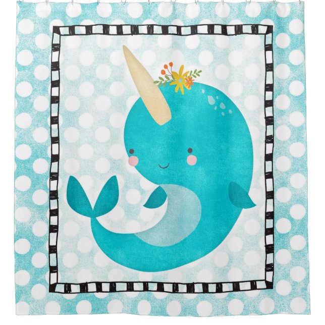 Cute Narwhal Shower Curtain (Front)