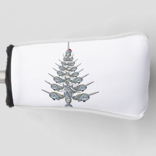 Cute Narwhal Wearing a Santa Hat with Festive Golf Head Cover