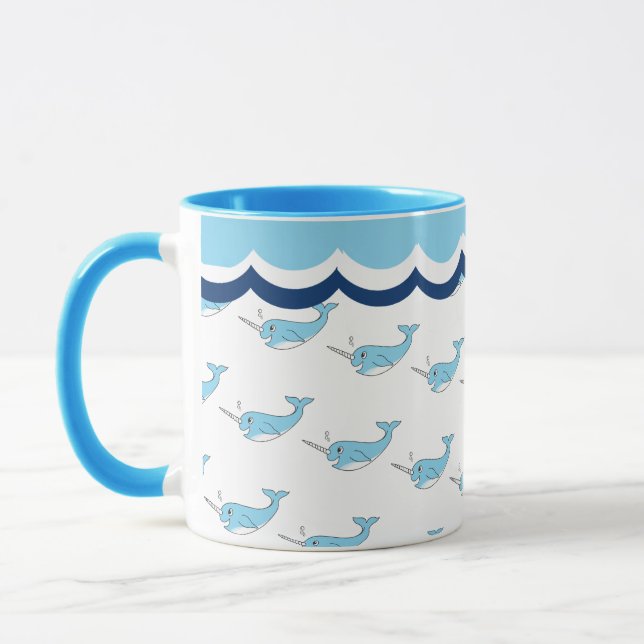Cute Narwhal Whale Coffee Mug (Left)