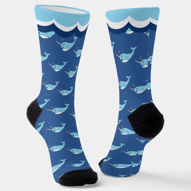 Cute Narwhal Whale Socks (Angled)