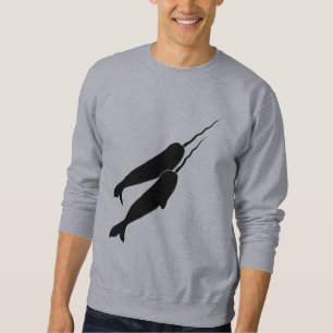 Cute Narwhals Swimming Together Black Silhouette Sweatshirt
