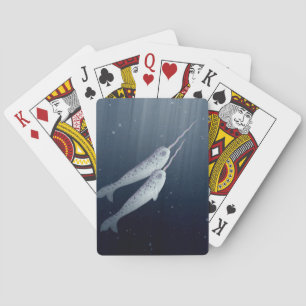 Cute Narwhals Swimming Together Underwater Playing Cards