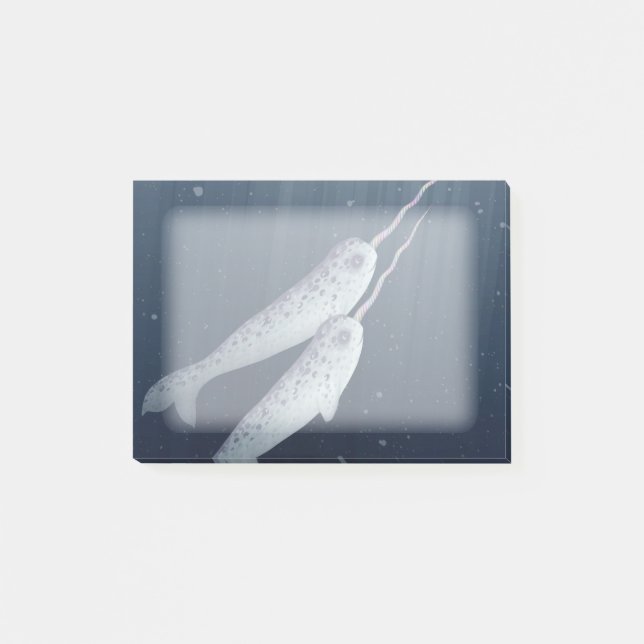 Cute Narwhals Swimming Together Underwater Post-it Notes (Front)