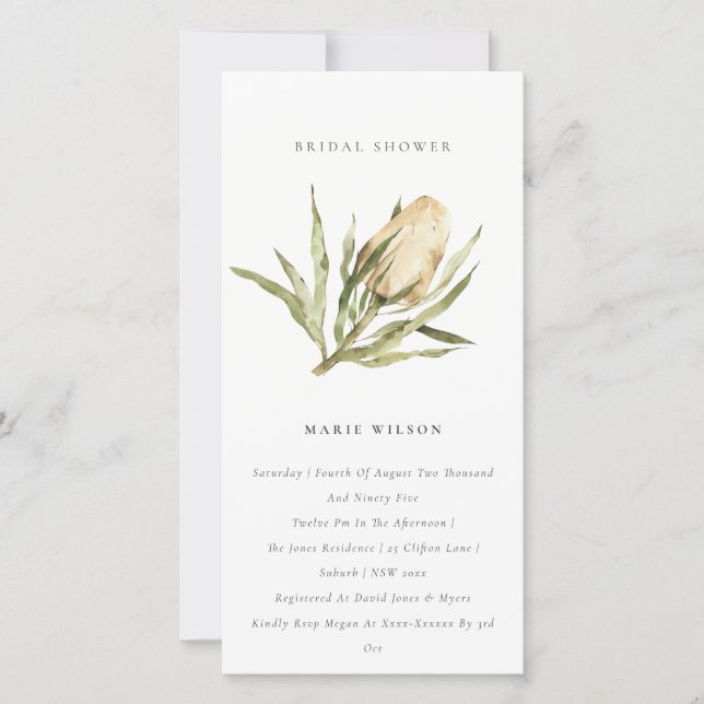 Cute Native Banksia Floral Bridal Shower Invite (Front)