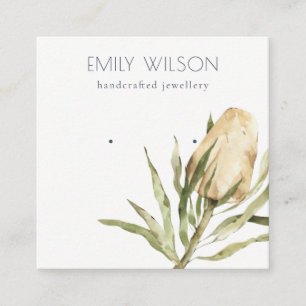 Cute Native Banksia Floral Earring Display Square Business Card
