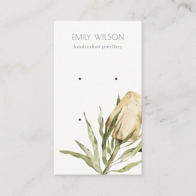 Cute Native Banksia Floral Stud Earring Display Business Card (Front)
