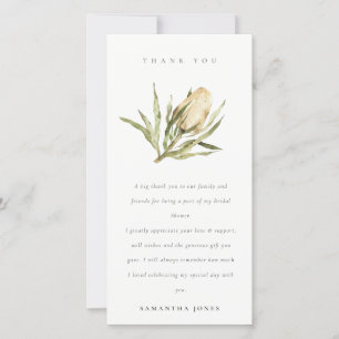 Cute Native Banksia Watercolor Flora Bridal Shower Thank You Card