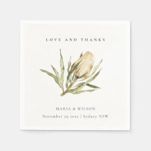 Cute Native Banksia Watercolor Floral Wedding Napkin