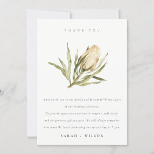Cute Native Banksia Watercolor Floral Wedding Thank You Card