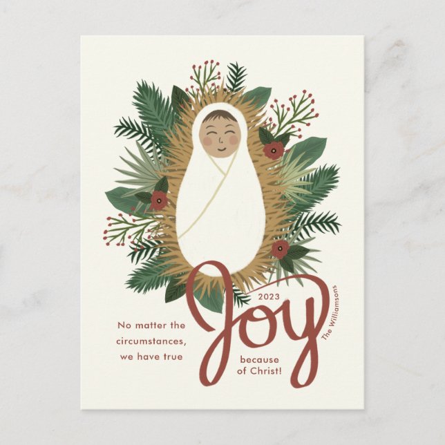 Cute Nativity Elegant Joy Baby Jesus Christmas Holiday Postcard (Front)