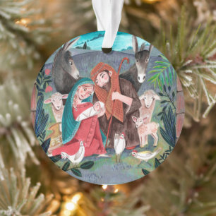 Cute nativity religious Christmas illustration Ornament