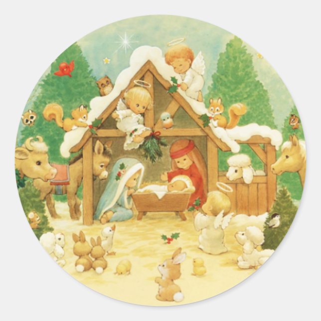 Cute Nativity Scene Sticker (Front)