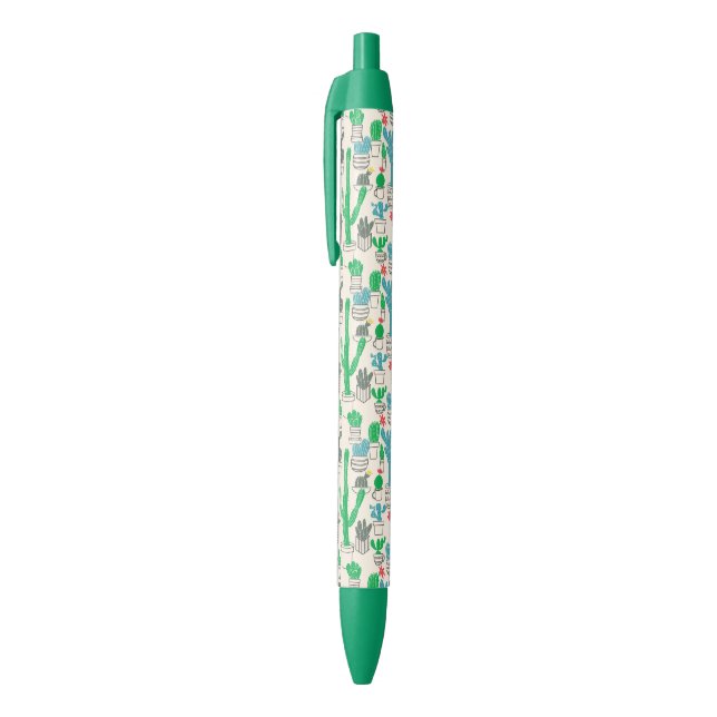 Cute Natural Floral Cacti Pattern Black Ink Pen (Top (Vertical))