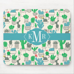 Cute Natural Floral Cacti Pattern Mouse Mat