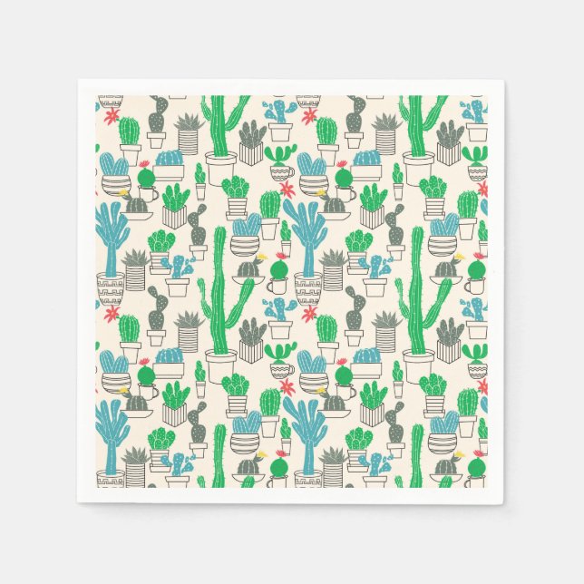 Cute Natural Floral Cacti Pattern Napkin (Front)