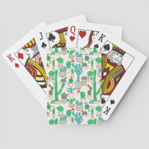 Cute Natural Floral Cacti Pattern Playing Cards