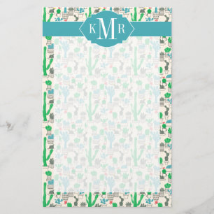 Cute Natural Floral Cacti Pattern Stationery