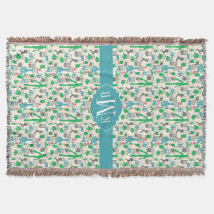 Cute Natural Floral Cacti Pattern Throw Blanket