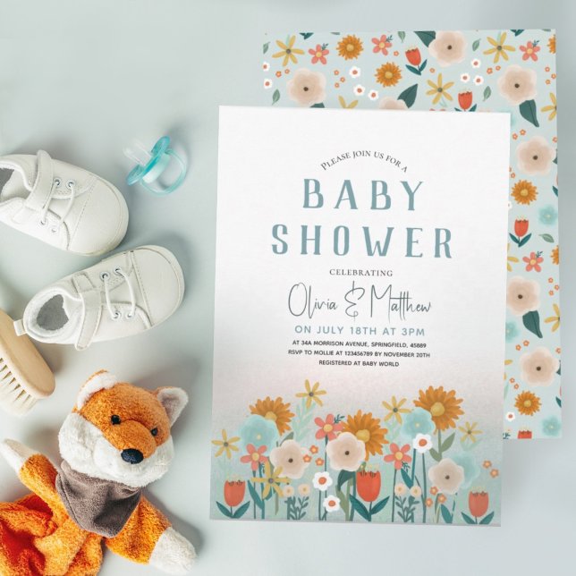 Cute Nature Botanical Floral Girls Baby Shower Invitation (Creator Uploaded)