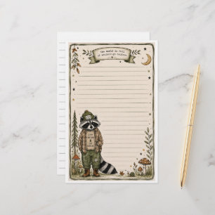 Cute Nature Explorer Racoon Stationery Paper