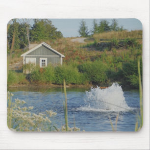 Cute Nature Photo Pond Fountain Mouse Pad