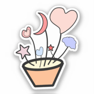 Cute Nature Plant Pot Vinyl Sticker