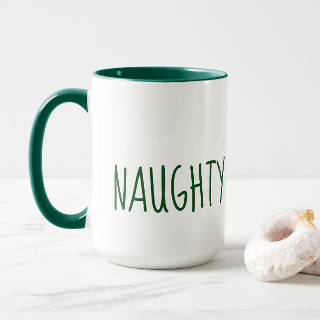 Cute Naughty and Nice Christmas Mug (With Donut)