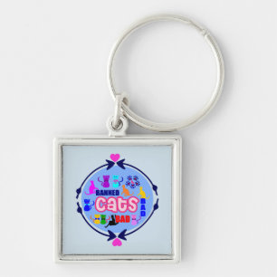 😻🐾↷❤Cute Naughty Cat Family Fabulous Waterproof Key Ring