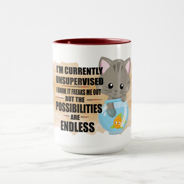 Cute Naughty Cat Humour Quote kitty Cat Graphic Mug (Center)