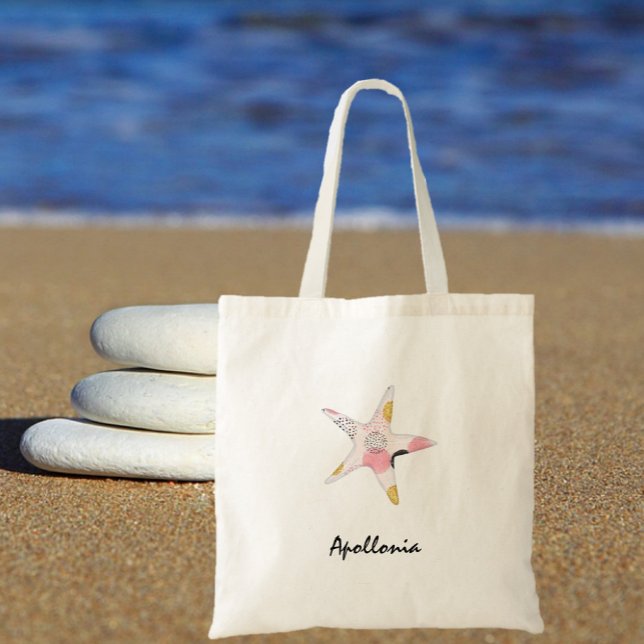 Cute Nautical Abstract Pattern Ocean Starfish Tote Bag (Creator Uploaded)